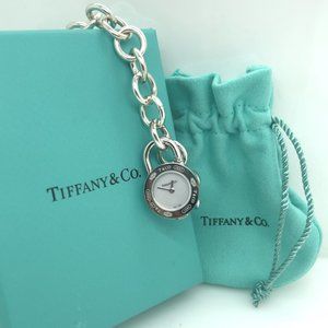Tiffany & Co. Round Padlock Clock/Watch Sterling Silver Chain Bracelet for Women